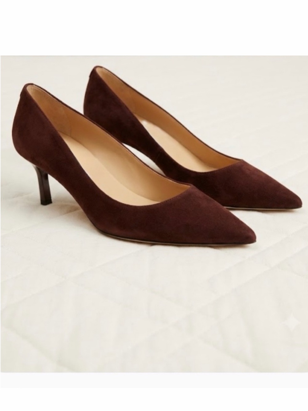 NEW Nine West  Kuna 9X9 Kitten Heel Pointy Toe Dress Pumps Dark Bordo Suede Pump